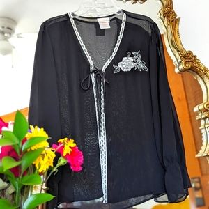 Sheer Tie-Front Bed Jacket